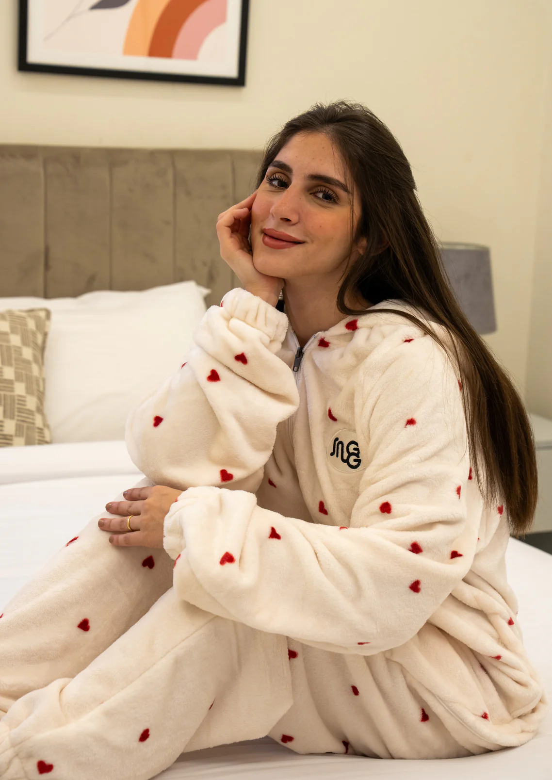 Snuggs Blanket Onesie Off White Hearts - Image 4
