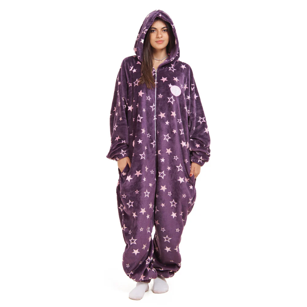 Snuggs Blanket Onesie Purple stars - Image 4