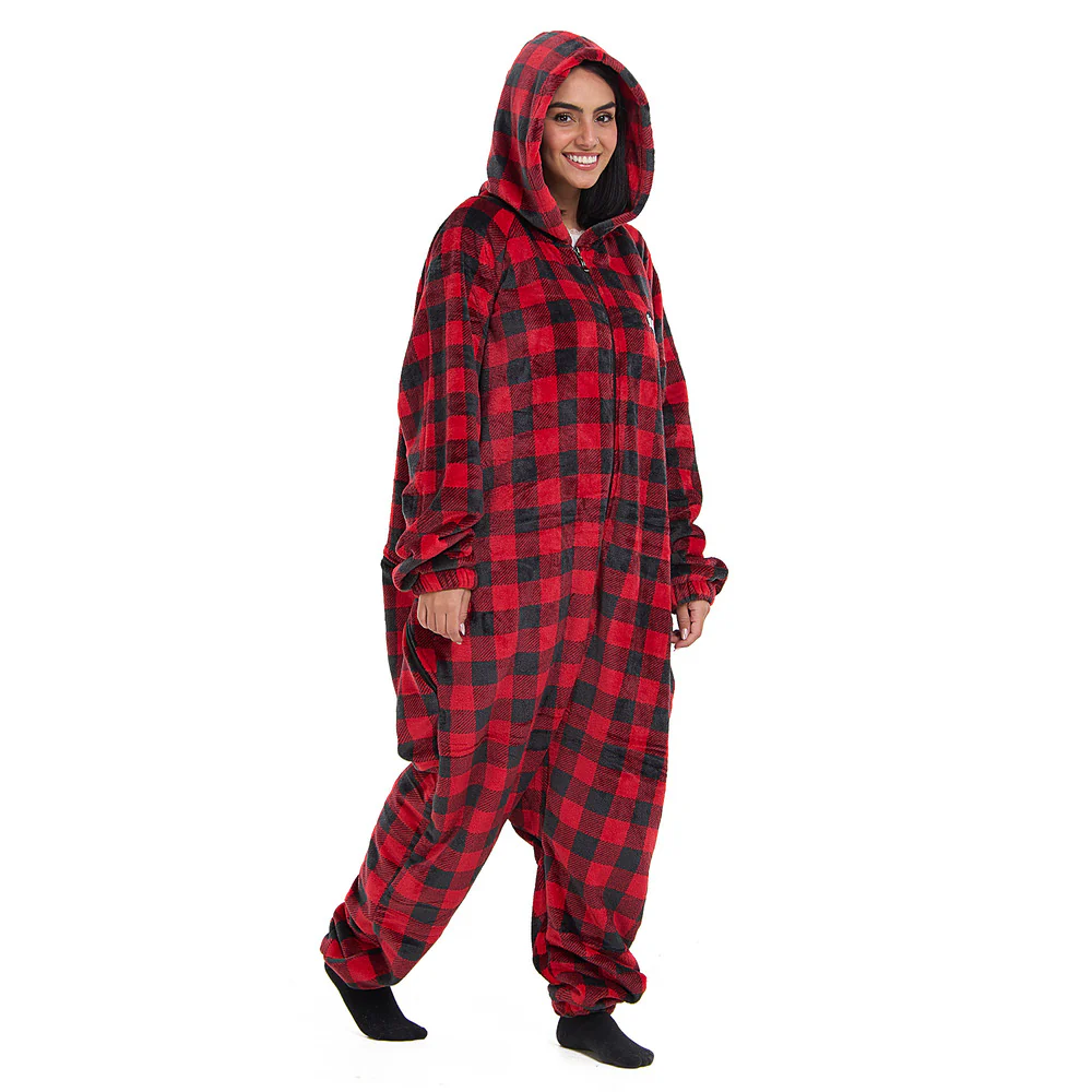 Snuggs Blanket Onesie Red Checkered - Image 2