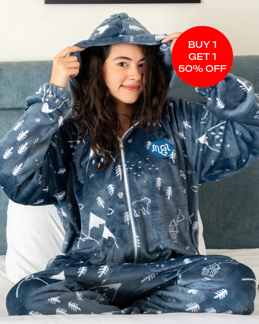 Snuggs Blanket Onesie Dark Blue Snow Mountains