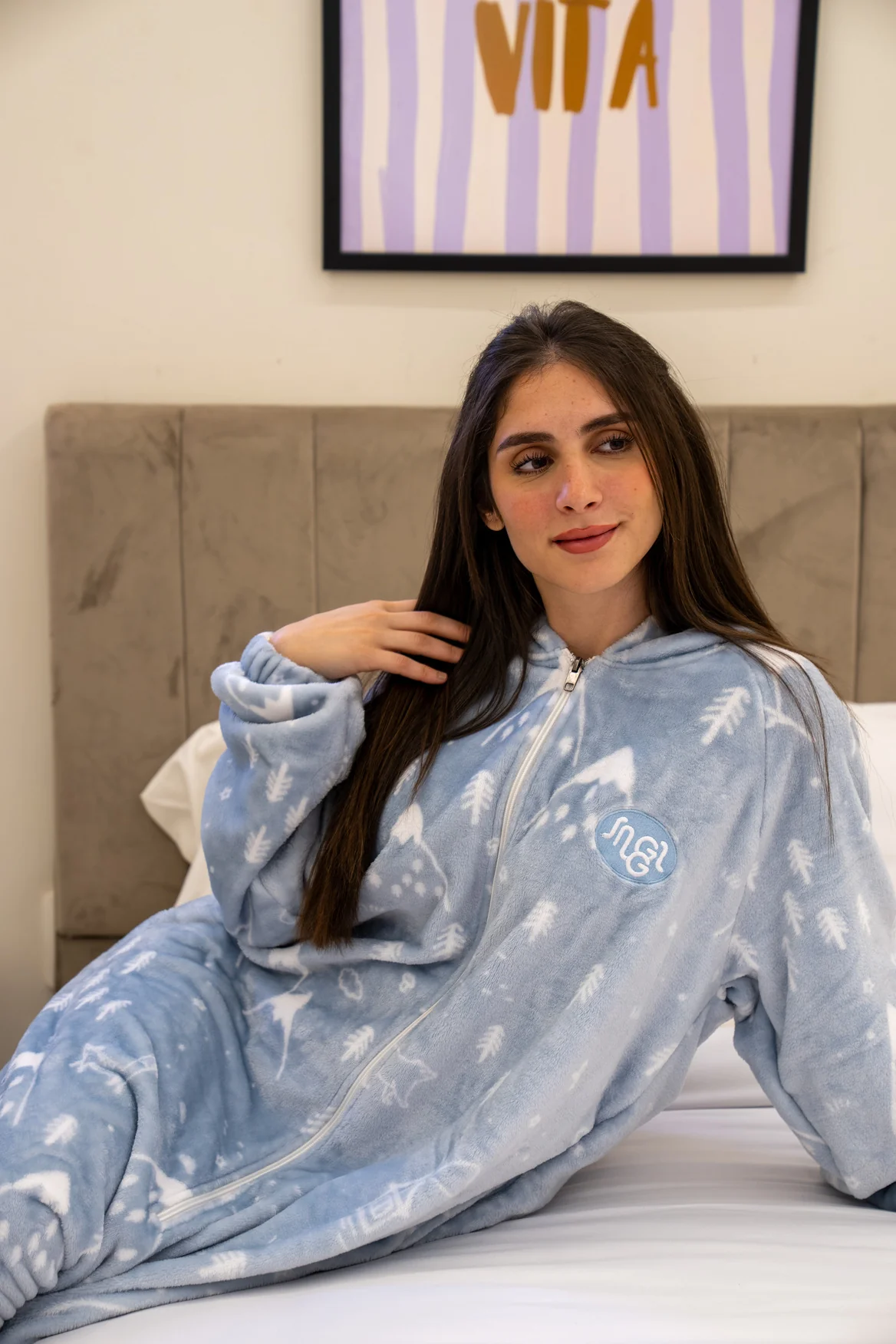 Snuggs Blanket Onesie Light Blue Snow Mountains - Image 2
