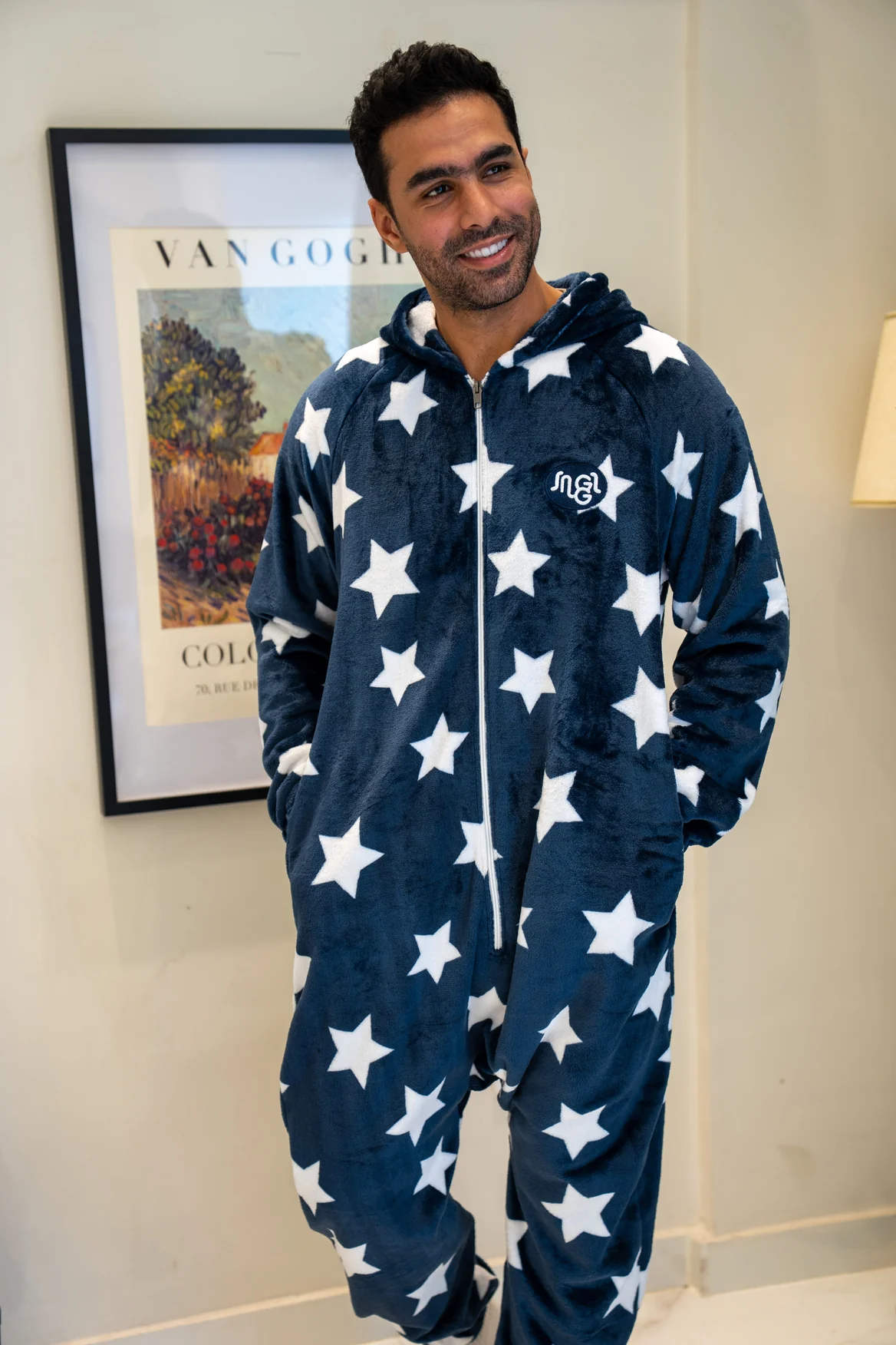 Snuggs Blanket Onesie Dark Blue Stars - Image 2