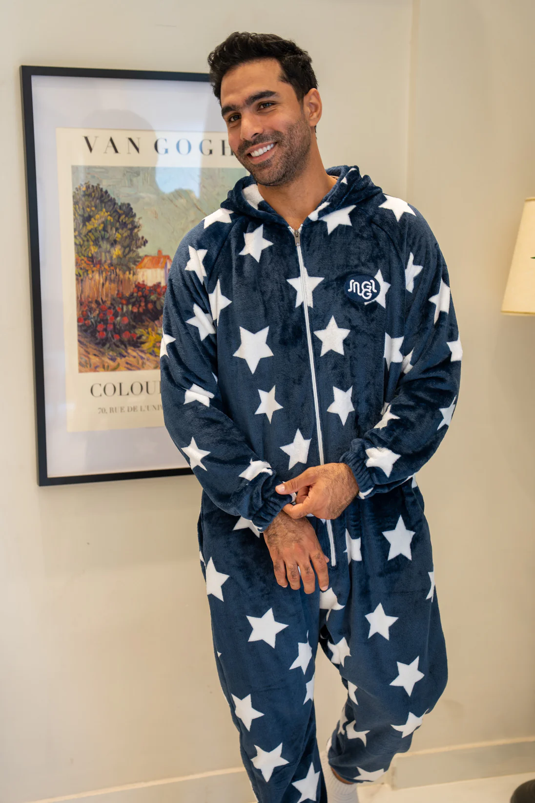 Snuggs Blanket Onesie Dark Blue Stars - Image 3