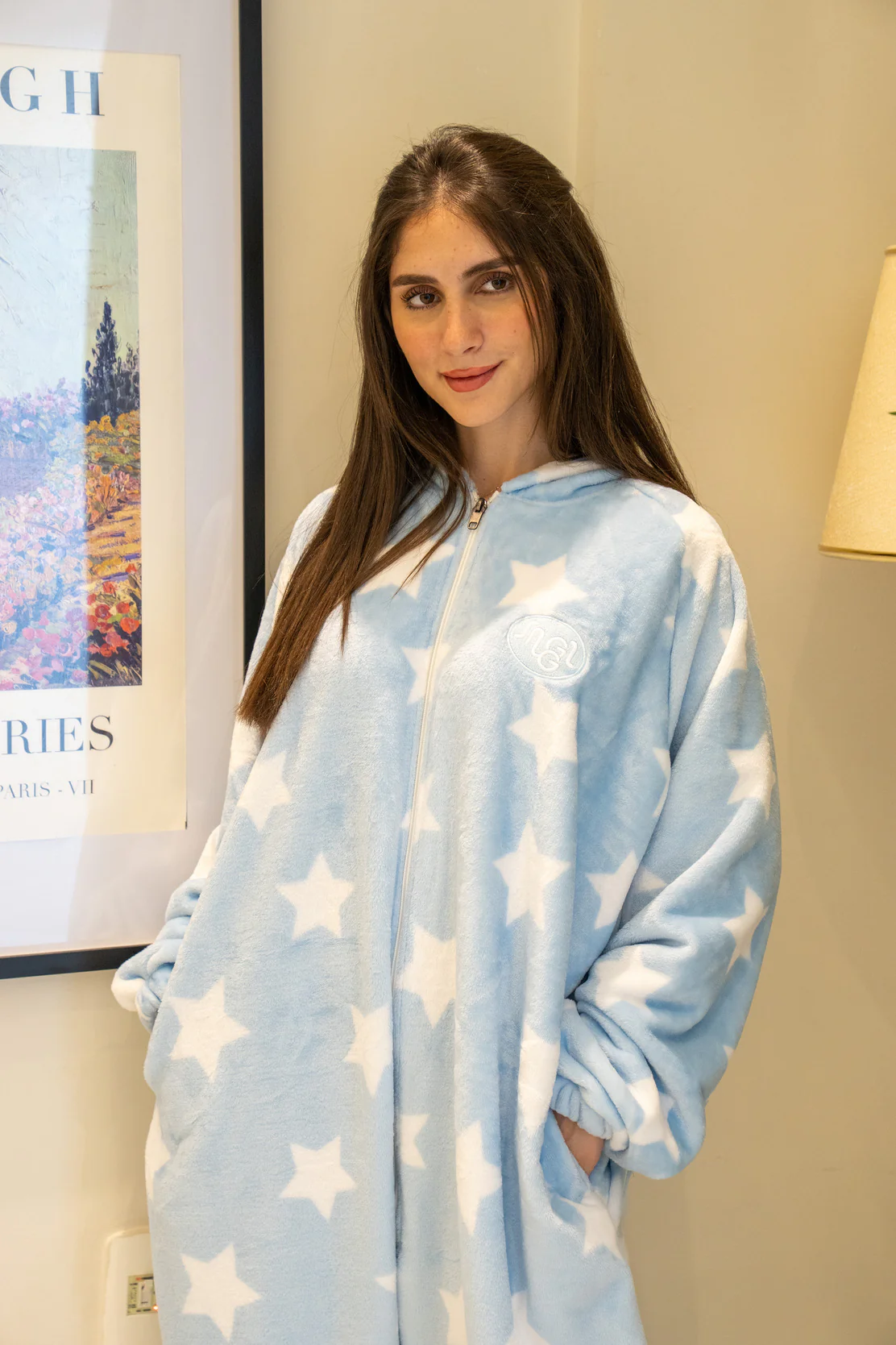 Snuggs Blanket Onesie Light Blue Stars - Image 2