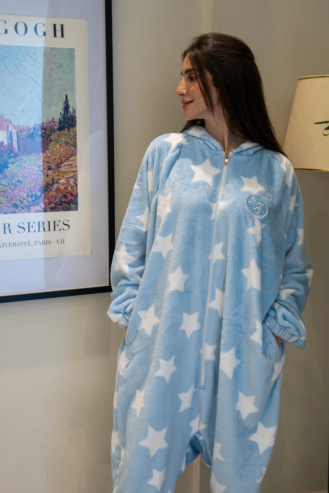 Snuggs Blanket Onesie Light Blue Stars - Image 3