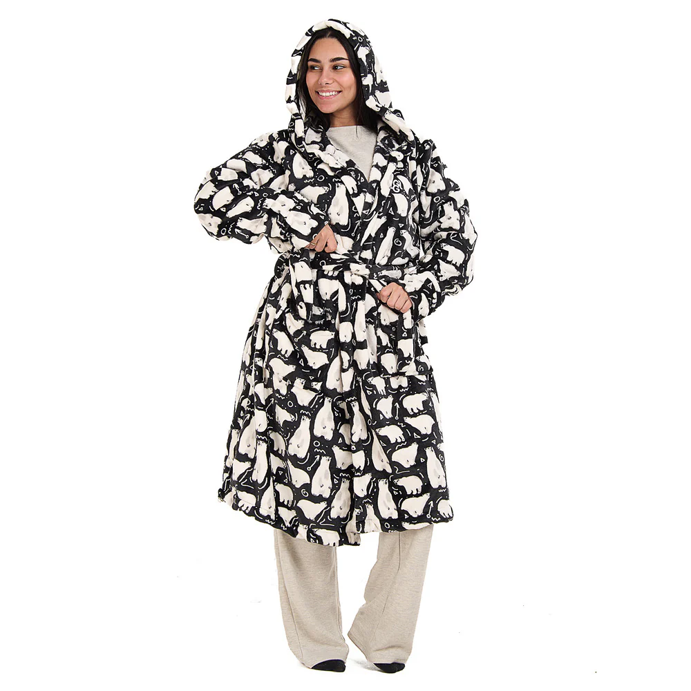 Snuggs Blanket Robe Black Polar Bear - Image 2