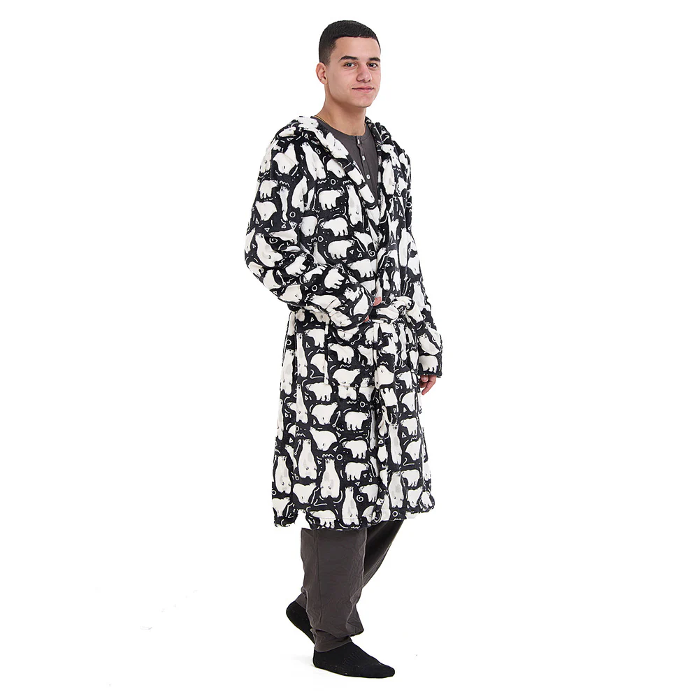 Snuggs Blanket Robe Black Polar Bear - Image 5