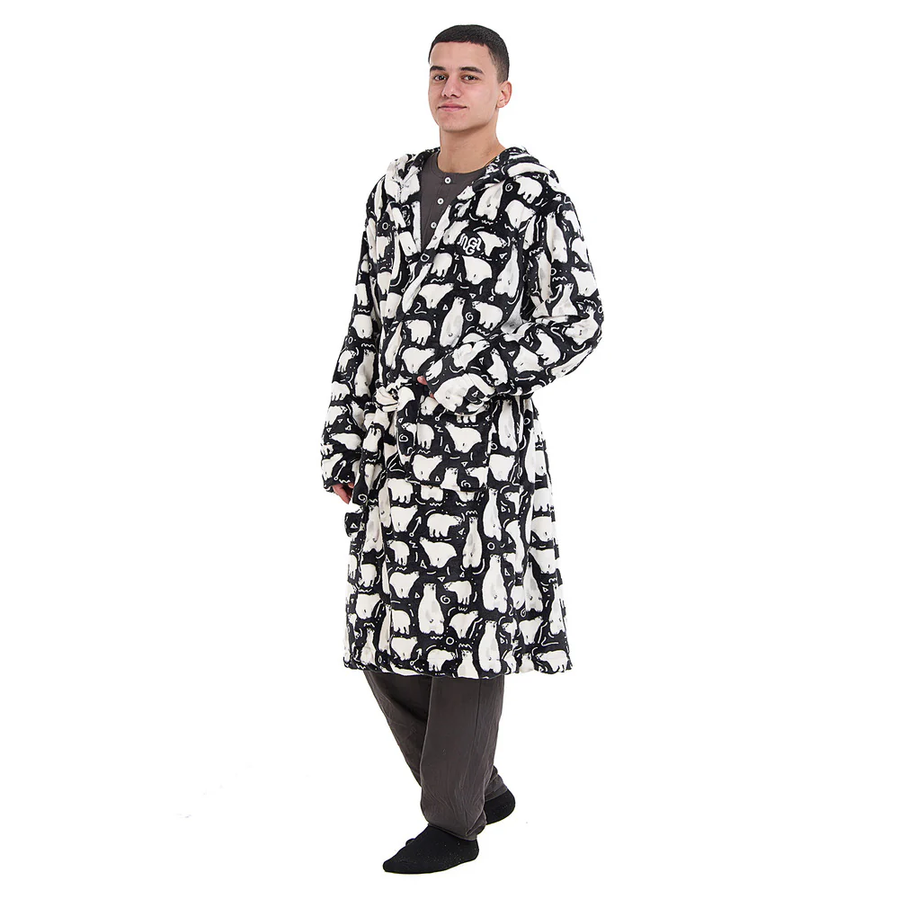 Snuggs Blanket Robe Black Polar Bear - Image 6