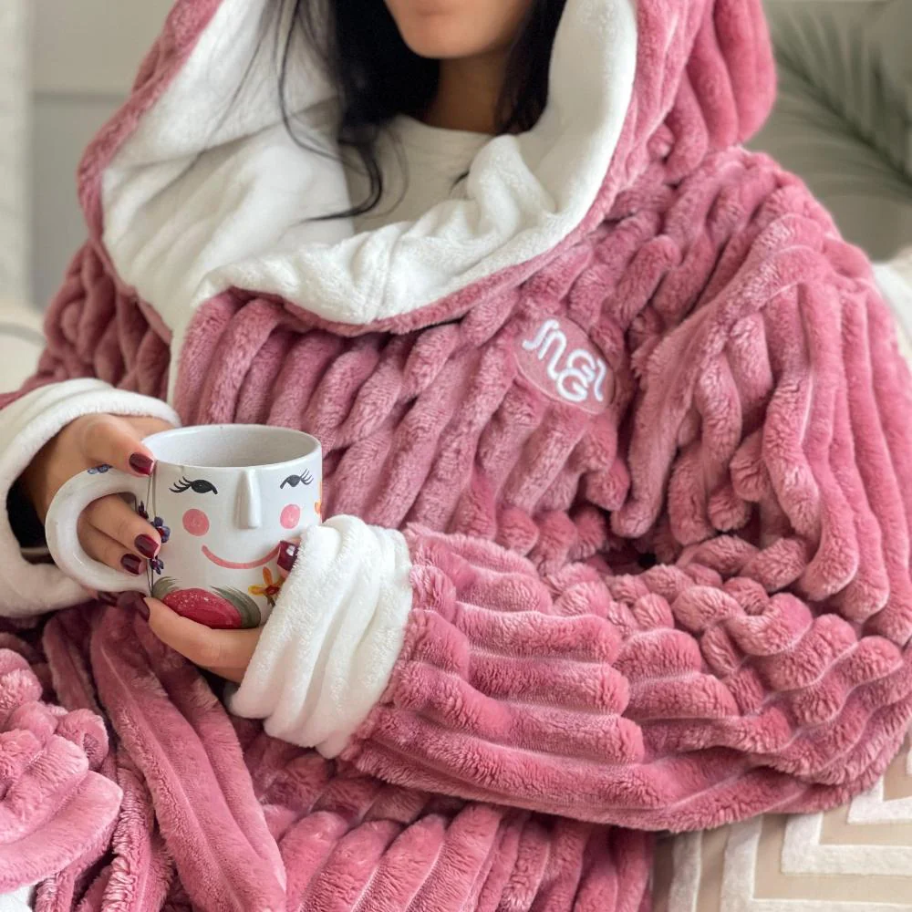 Snuggs Blanket Robe Engraved Lines Cashmere - Image 2