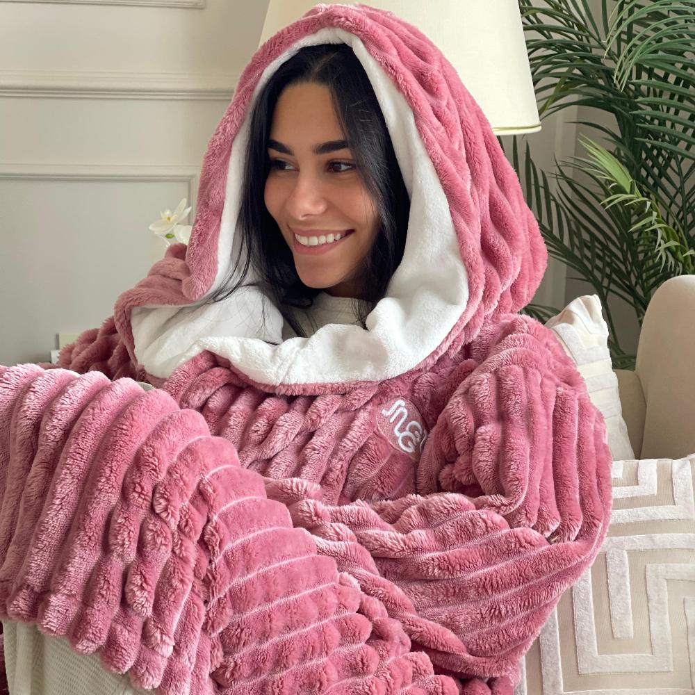 Snuggs Blanket Robe Engraved Lines Cashmere - Image 3