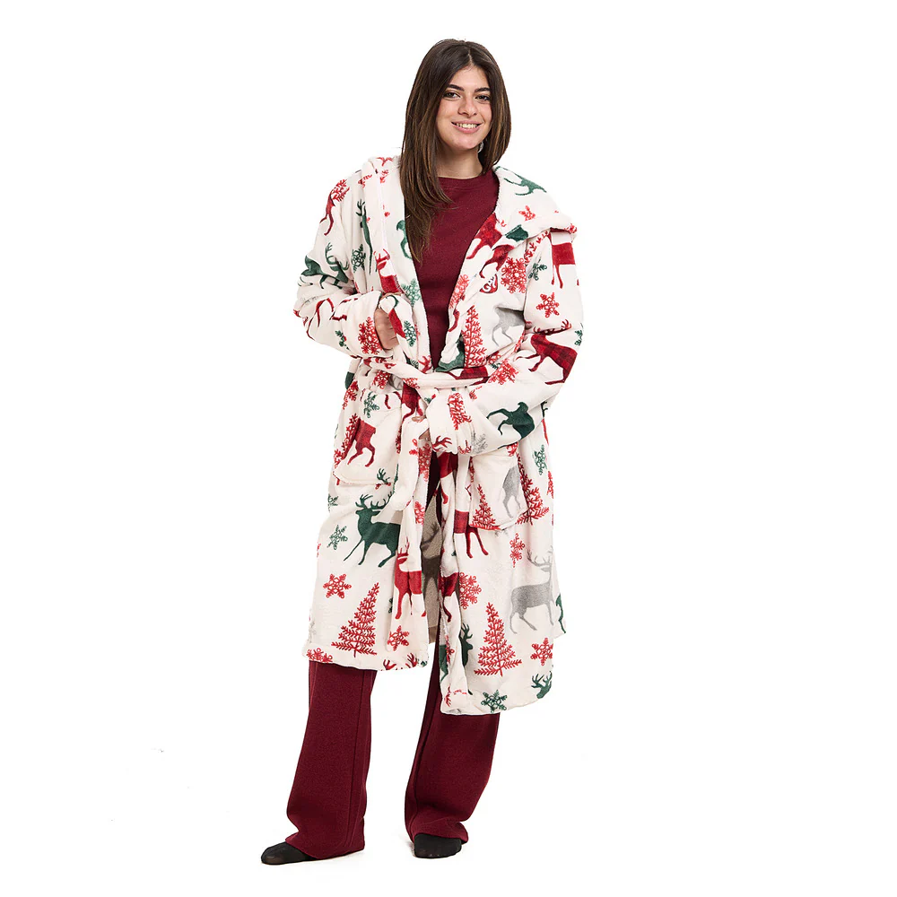 Snuggs Blanket Robe White Deer Christmas - Image 3