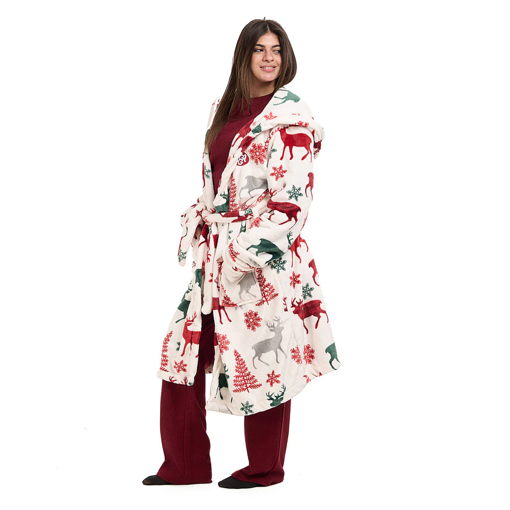 Snuggs Blanket Robe White Deer Christmas - Image 5