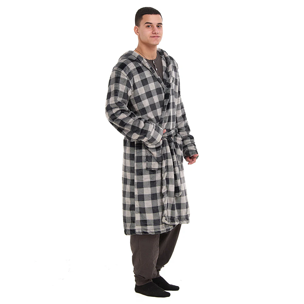 Snuggs Blanket Robe Grey Checkered - Image 2