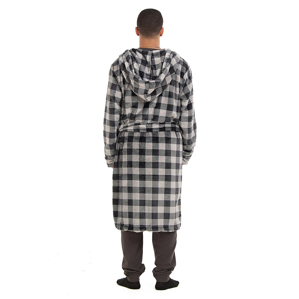 Snuggs Blanket Robe Grey Checkered - Image 3