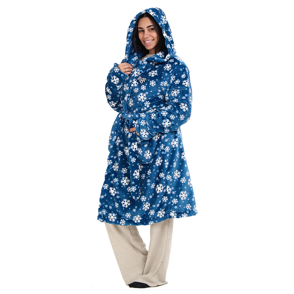 Snuggs Blanket Robe Petroleum Snowflakes - Image 2