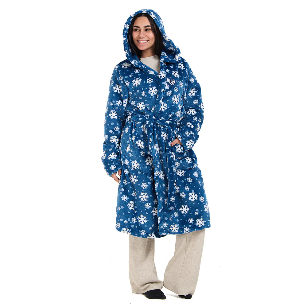 Snuggs Blanket Robe Petroleum Snowflakes - Image 3