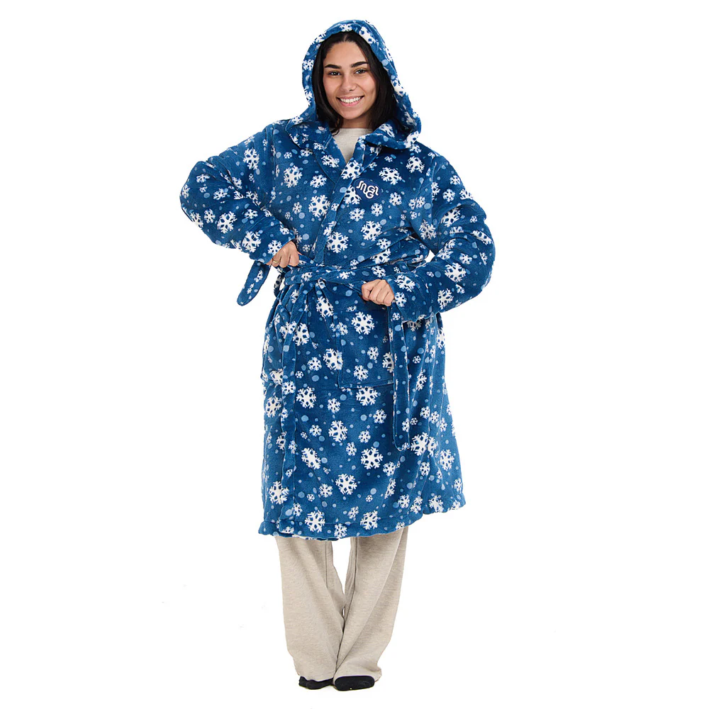 Snuggs Blanket Robe Petroleum Snowflakes - Image 4