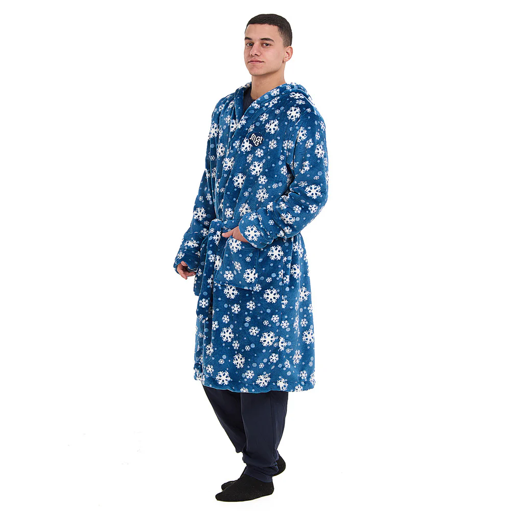 Snuggs Blanket Robe Petroleum Snowflakes - Image 7