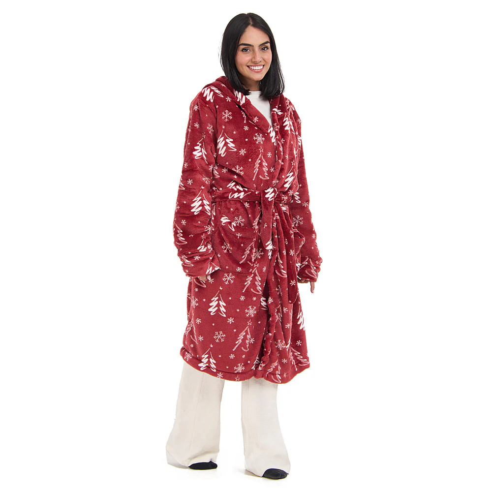 Snuggs Blanket Robe Red Tree Christmas - Image 2