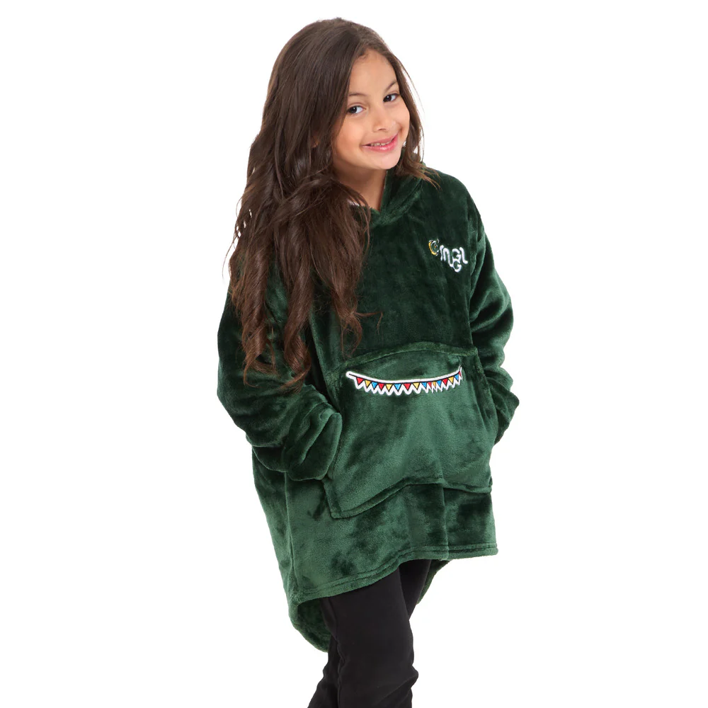 Snuggs Kids Blanket Hoodie Dark Green مدفع رمضان - Image 3