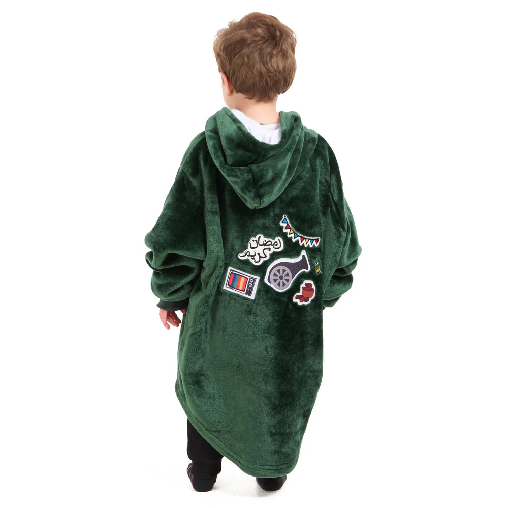 Snuggs Kids Blanket Hoodie Dark Green مدفع رمضان - Image 8