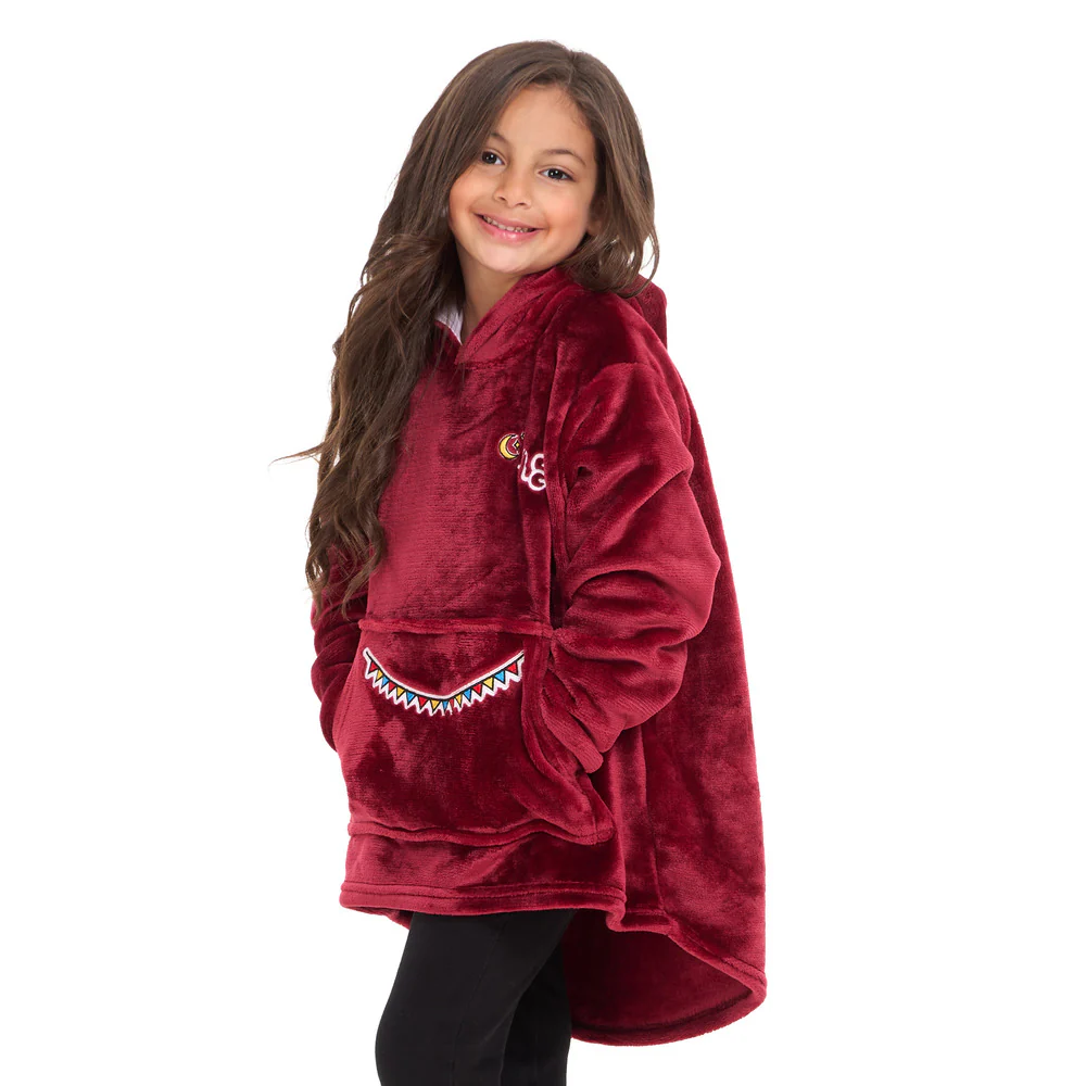 Snuggs Kids Blanket Hoodie Dark Red عربية فول - Image 4