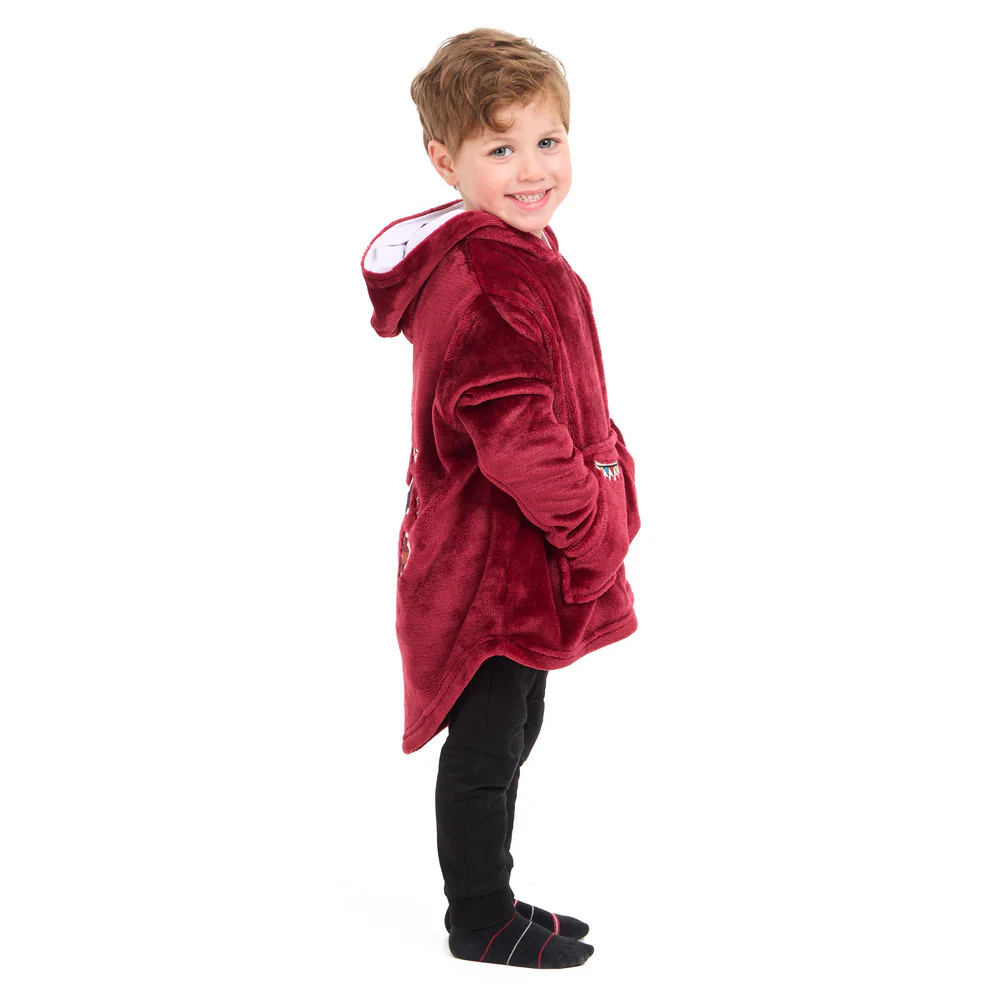 Snuggs Kids Blanket Hoodie Dark Red مدفع رمصان - Image 3
