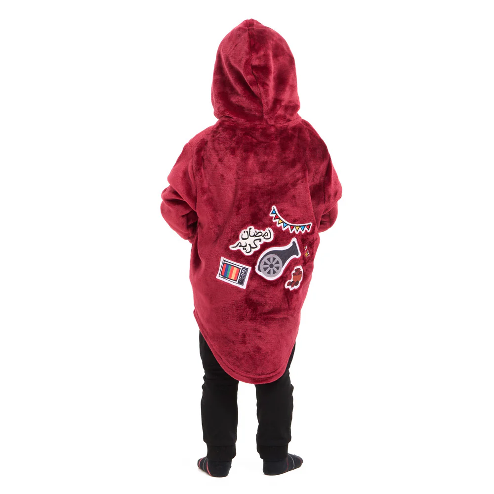 Snuggs Kids Blanket Hoodie Dark Red مدفع رمصان - Image 4