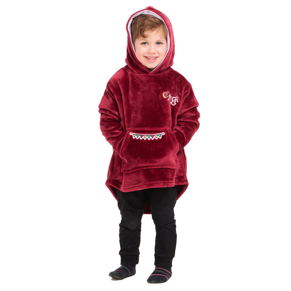 Snuggs Kids Blanket Hoodie Dark Red مدفع رمصان - Image 5