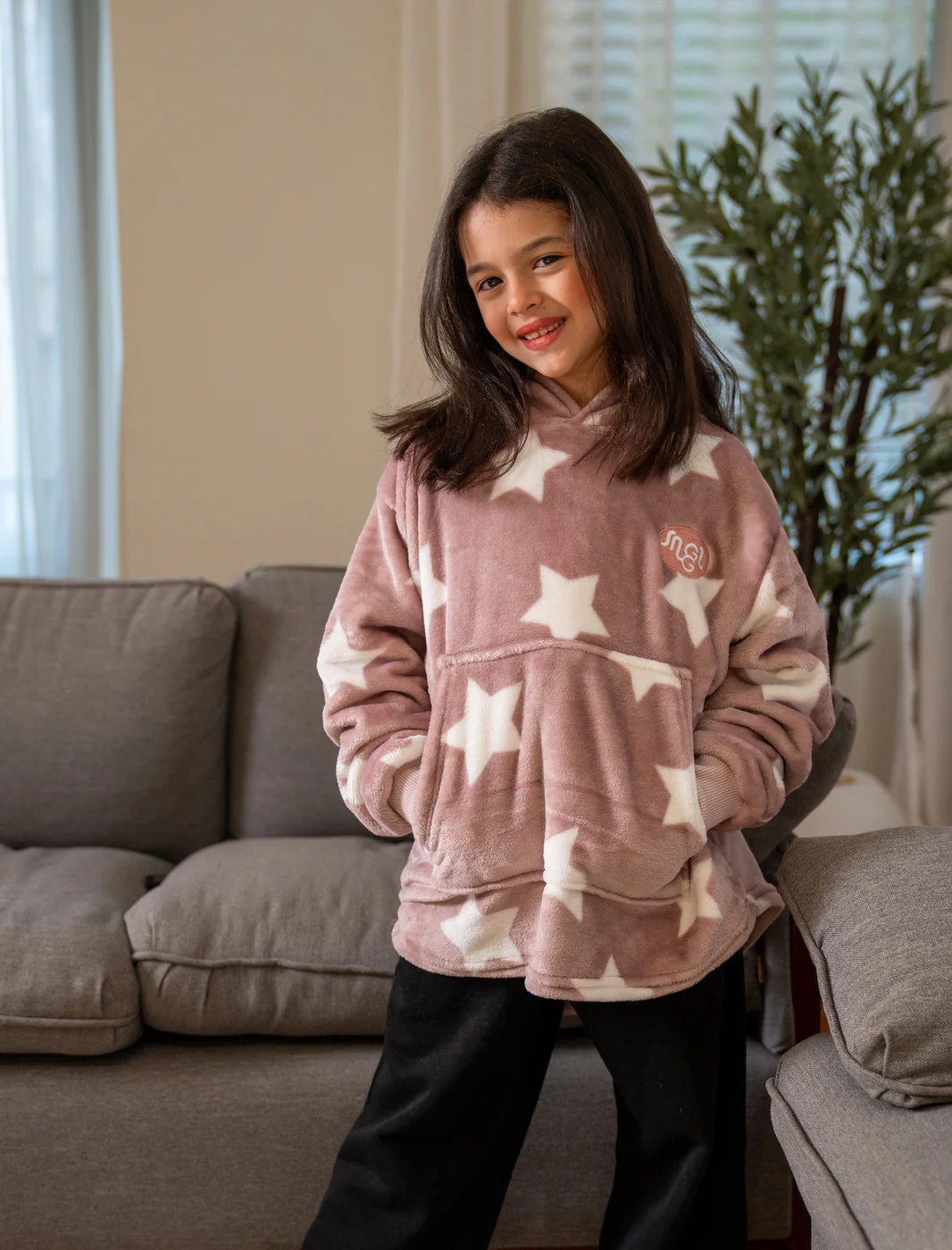 Snuggs Kids Blanket Hoodie Stars Lilac - Image 2