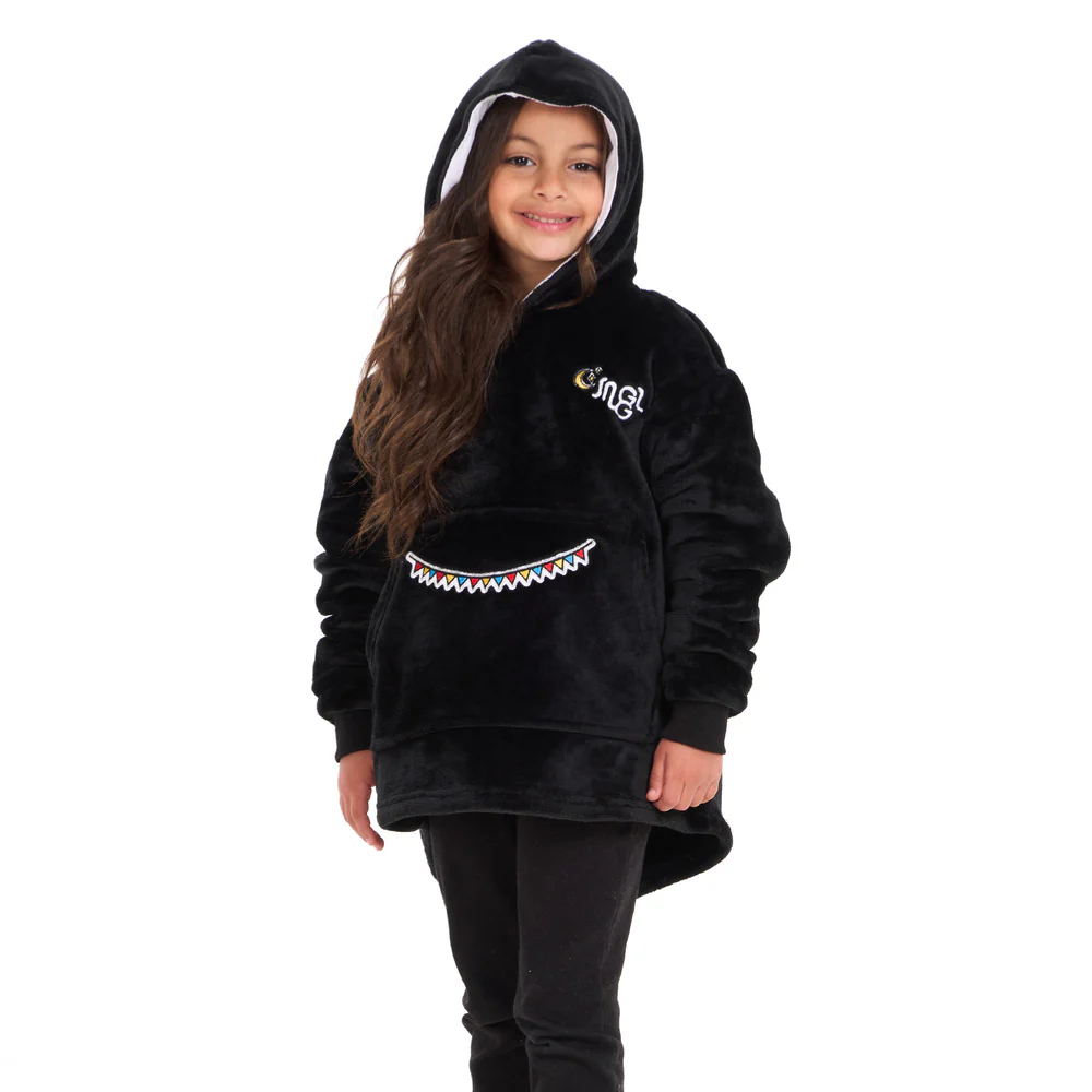 Snuggs Kids Blanket Hoodie Black عربية فول - Image 7