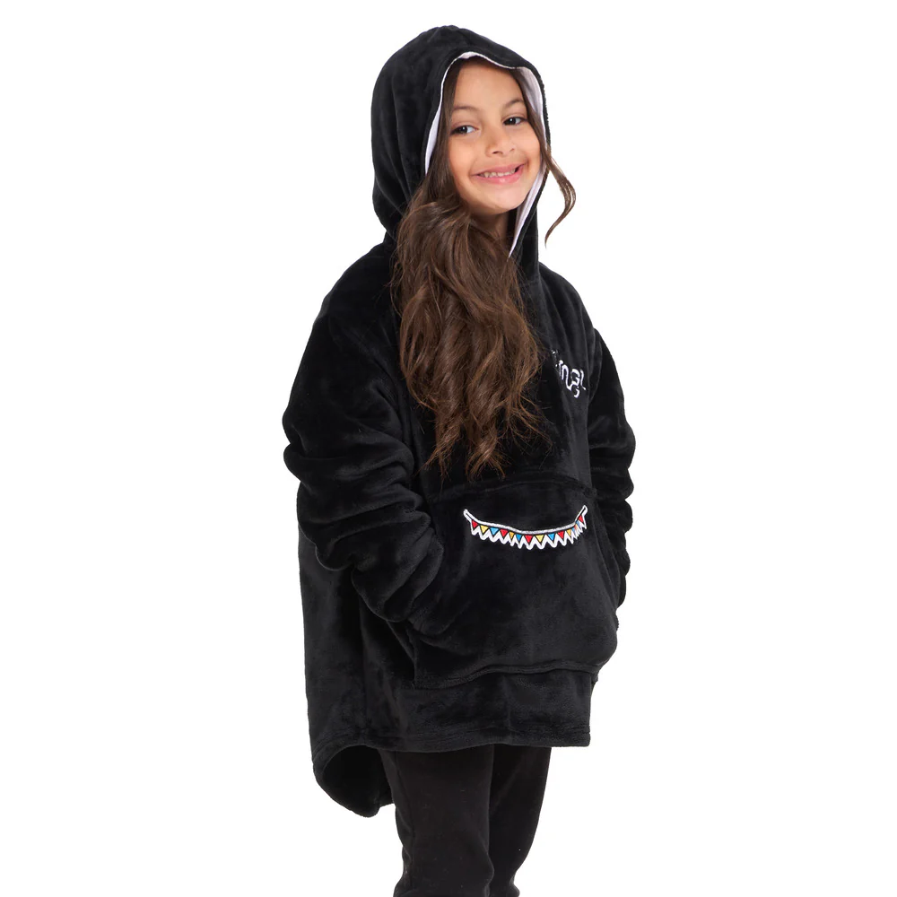 Snuggs Kids Blanket Hoodie Black عربية فول - Image 8