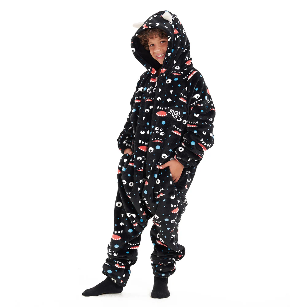 Snuggs Kids Blanket Onesie Black monster Onesie - Image 4