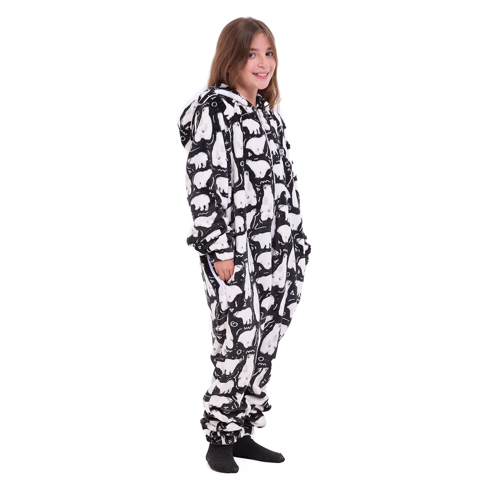 Snuggs Kids Blanket Onesie Black Polar Bear - Image 2