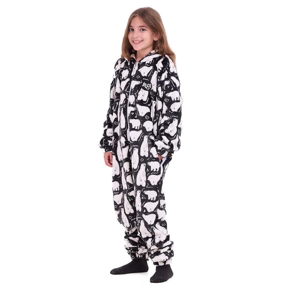 Snuggs Kids Blanket Onesie Black Polar Bear - Image 3