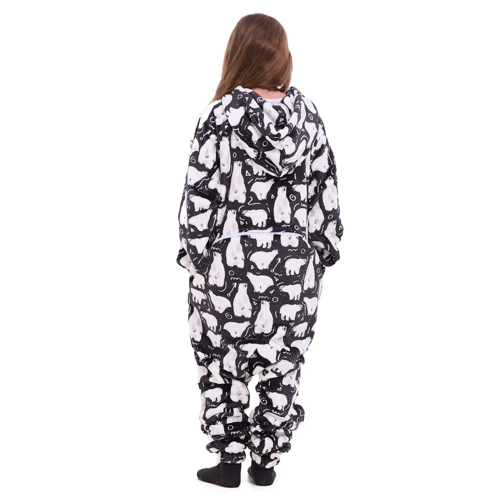 Snuggs Kids Blanket Onesie Black Polar Bear - Image 4