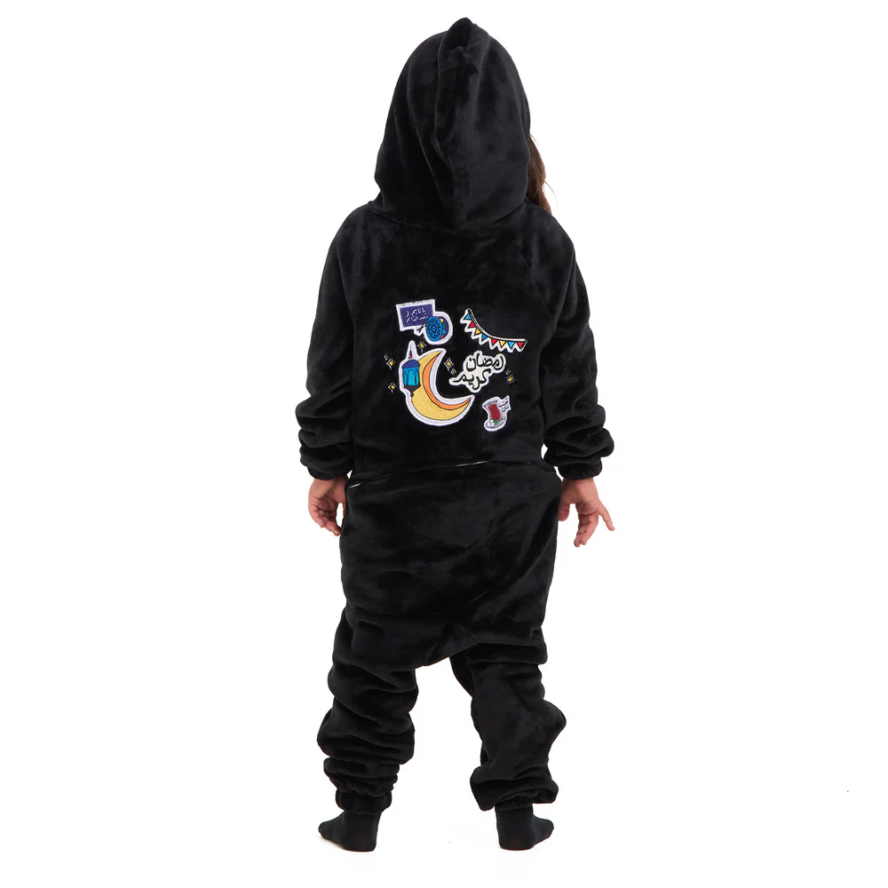 Snuggs Kids Blanket Onesie Black هلال رمضان - Image 8