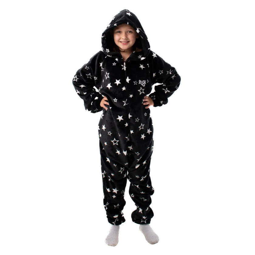 Snuggs Kids Blanket Onesie Black Stars Onesie - Image 5