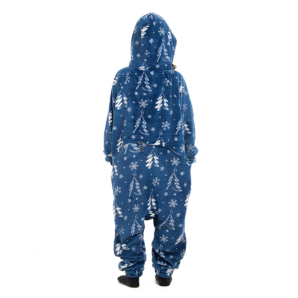 Snuggs Kids Blanket Onesie Blue Christmas Tree - Image 3