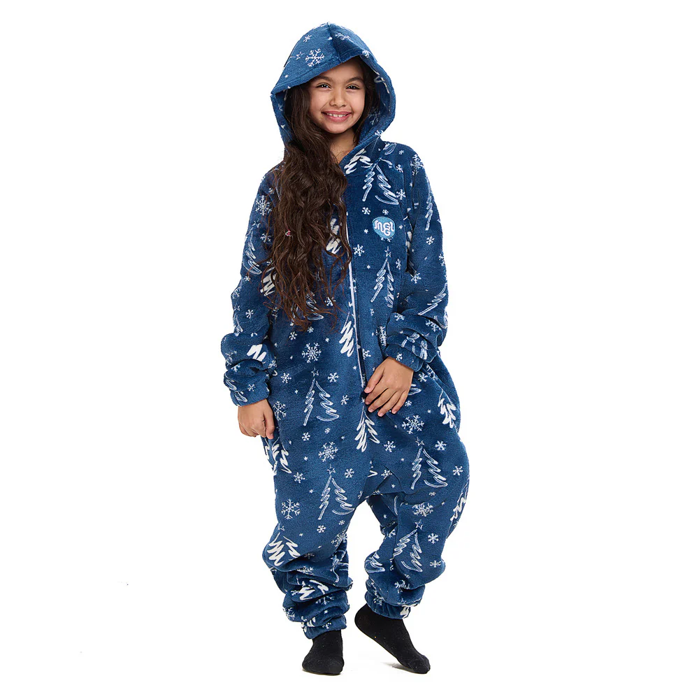Snuggs Kids Blanket Onesie Blue Christmas Tree - Image 4