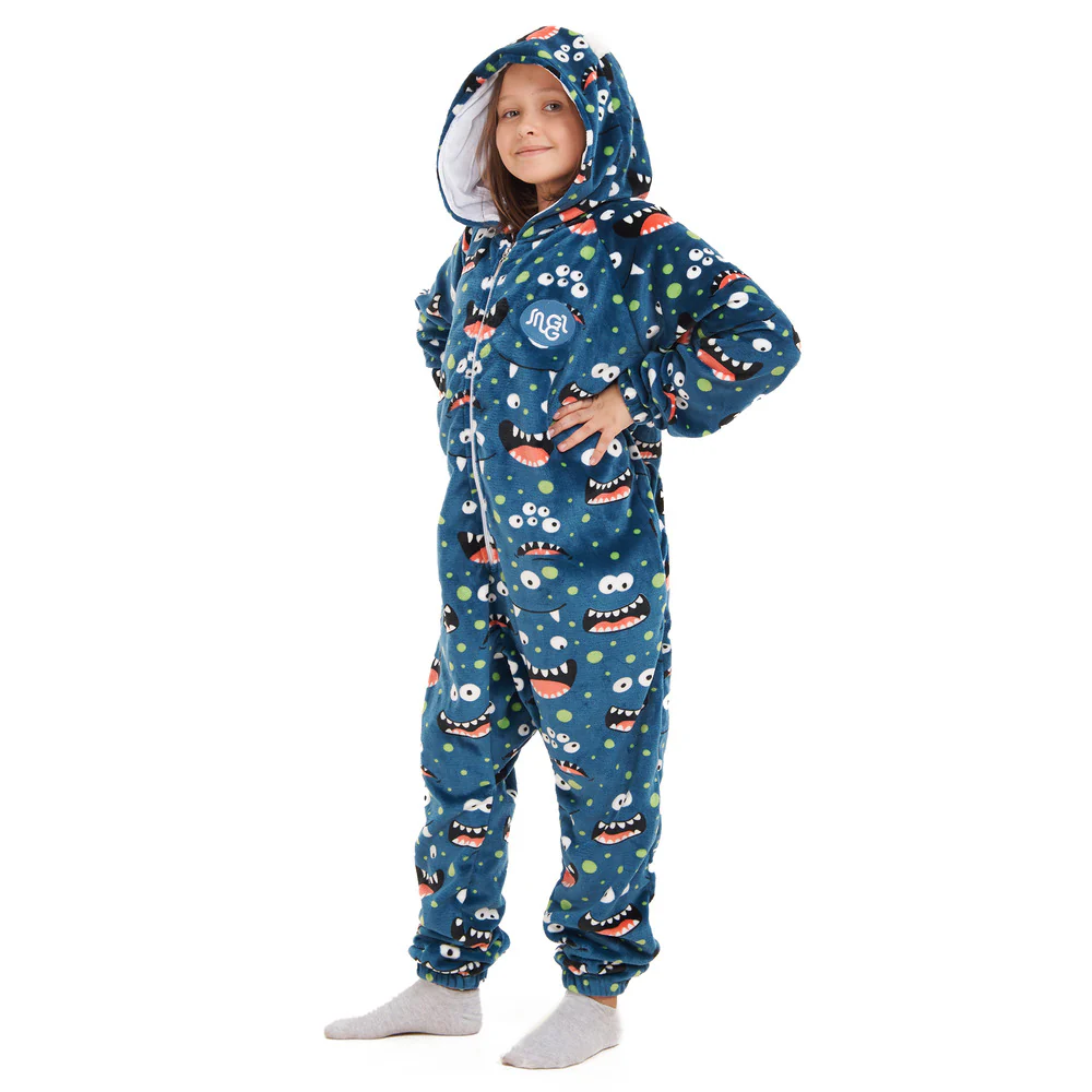 Snuggs Kids Blanket Onesie Blue monster Onesie - Image 2