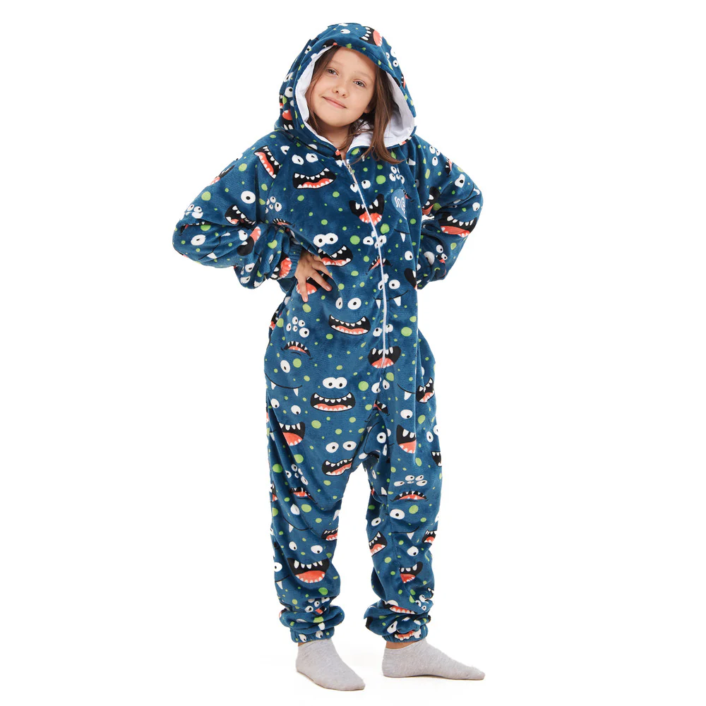 Snuggs Kids Blanket Onesie Blue monster Onesie - Image 3
