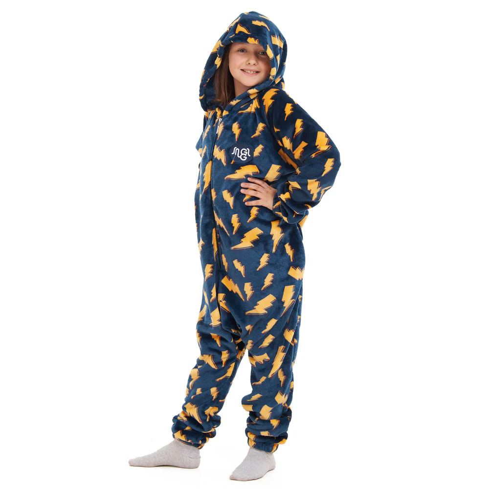 Snuggs Kids Blanket Onesie Dark Blue Bolt - Image 2