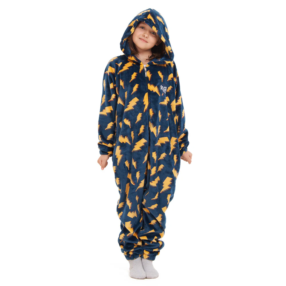 Snuggs Kids Blanket Onesie Dark Blue Bolt - Image 4