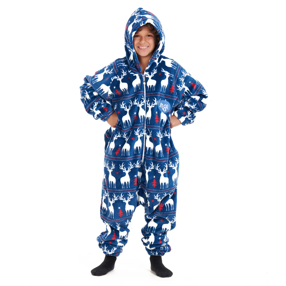 Snuggs Kids Blanket Onesie Dark blue christmas - Image 4