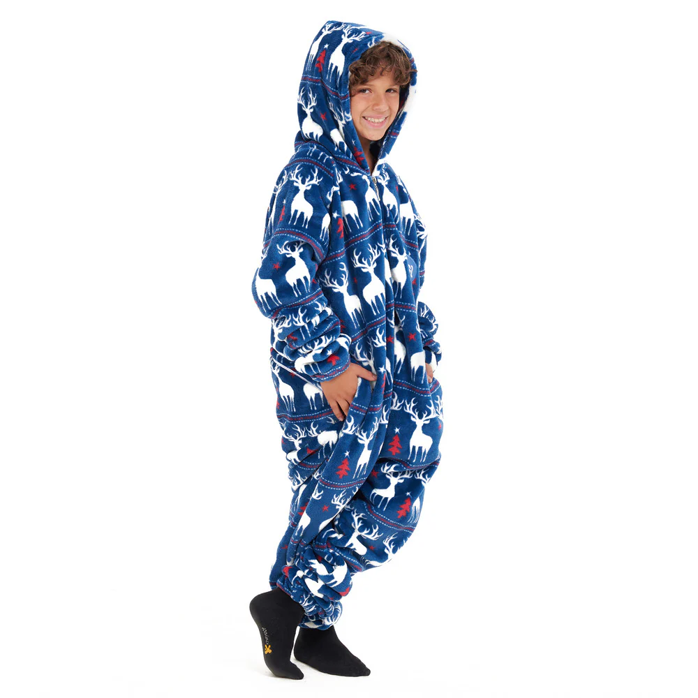 Snuggs Kids Blanket Onesie Dark blue christmas - Image 5