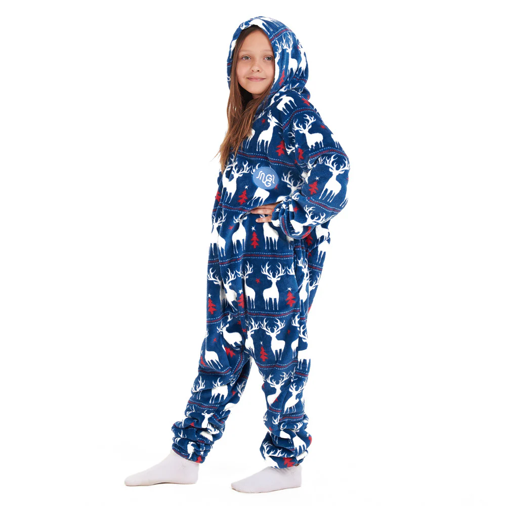 Snuggs Kids Blanket Onesie Dark blue christmas - Image 6