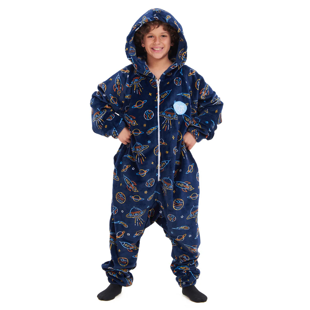 Snuggs Kids Blanket Onesie Dark Blue space - Image 4