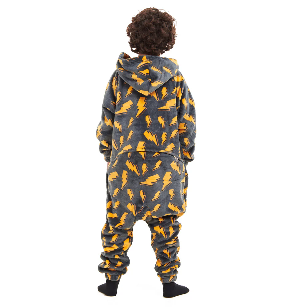 Snuggs Kids Blanket Onesie Dark Grey Bolt - Image 3