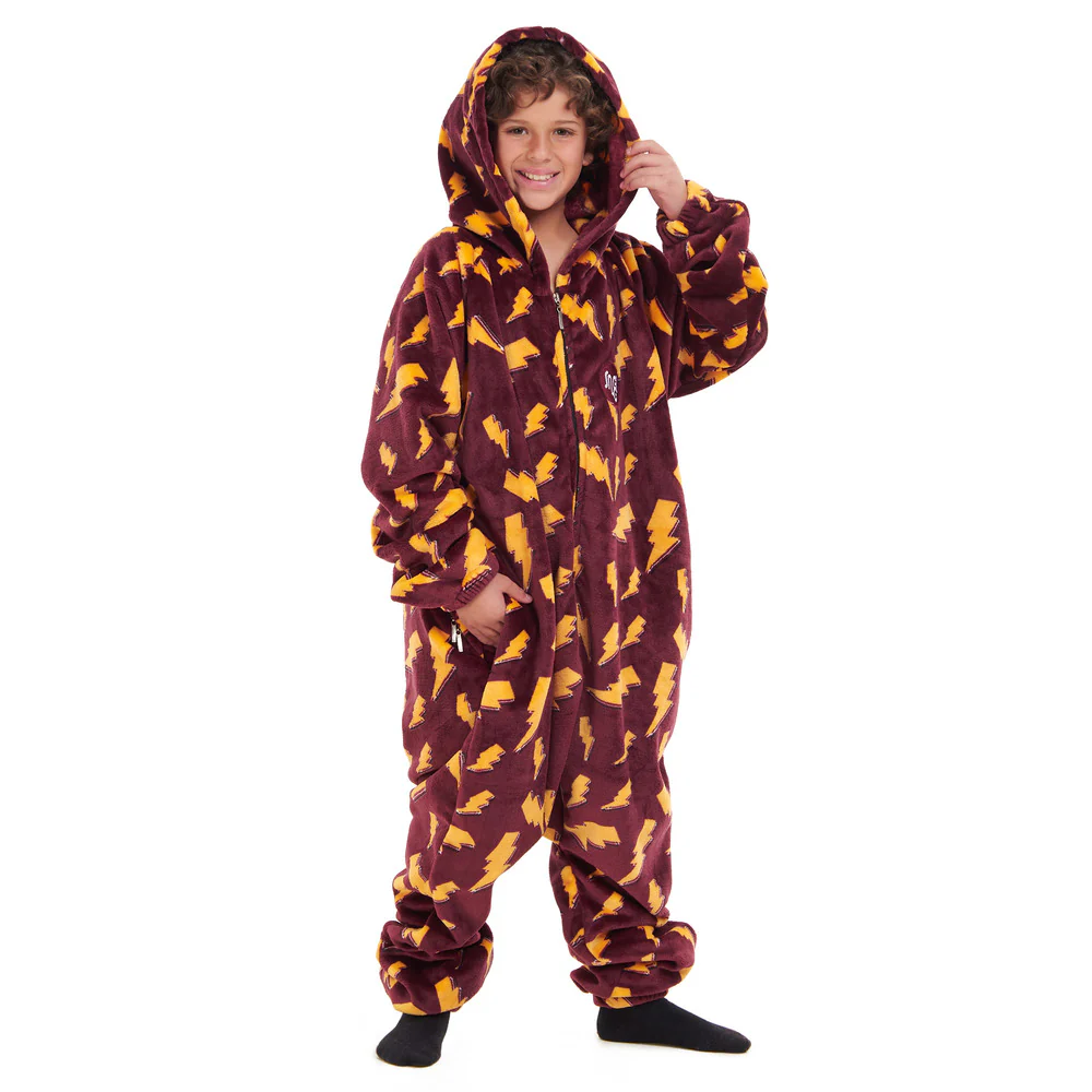 Snuggs Kids Blanket Onesie Dark Red Bolt - Image 2